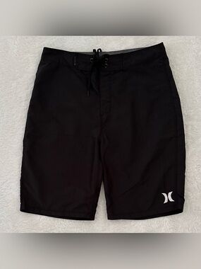 Hurley men’s size 28 solid black board shorts swim trunks